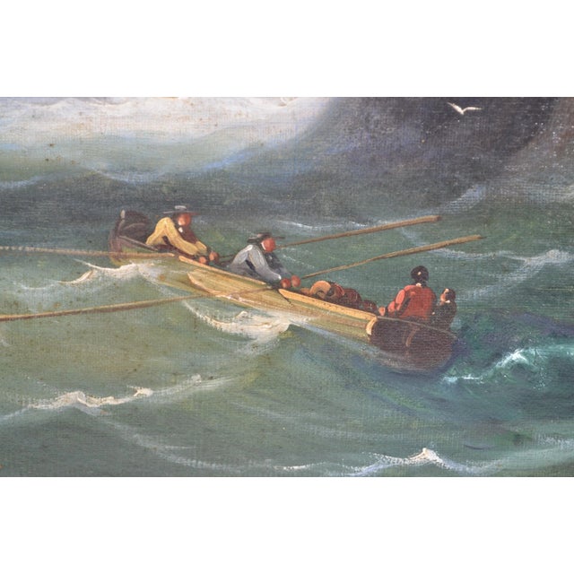 Early 19th Century Northern European School "The Storm Arrives at the Port” Oil Painting on Canvas For Sale - Image 11 of 12