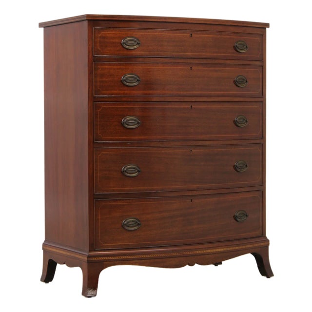 Biggs 5 Drawer Inlaid Mahogany High Chest For Sale