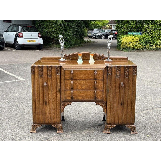 Art Deco Oak Sideboard, 1930s For Sale - Image 10 of 18