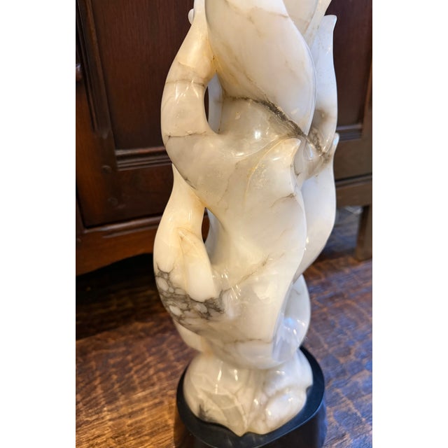 1951 Maurizio Tempestini for Lightolier Alabaster Flame Table Lamps - a Pair For Sale - Image 9 of 15