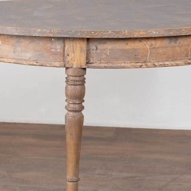 Brown Pair of 19th Century Swedish Painted Demilune Pine Side Tables Consoles For Sale - Image 8 of 16