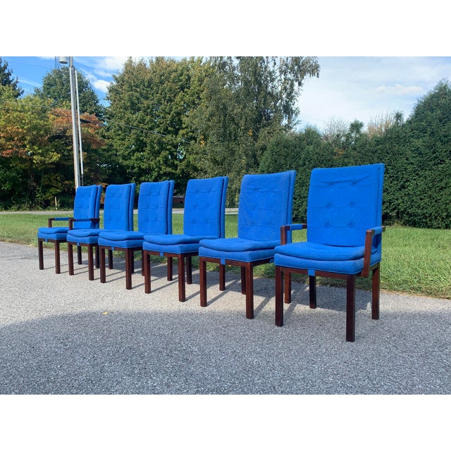 Dillingham B Collection Arthur Umanoff 70s Cobalt Upholstered Walnut