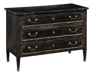 Neoclassical Period Chest, Black with Brass