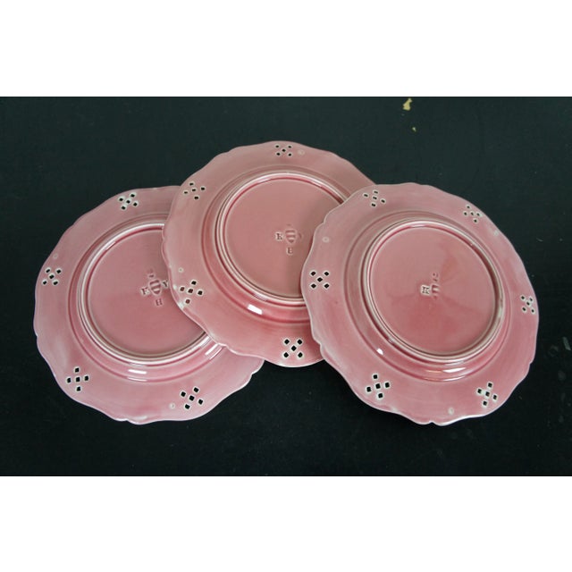 Ceramic Early 20th Century Austrian Hungarian Scalloped Pierced Reticulated Basketweave Lattice Plates- Set of 3 For Sale - Image 7 of 10