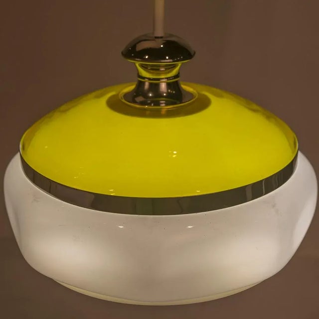 Space Age White and Yellow Pendant Lamp For Sale - Image 5 of 6