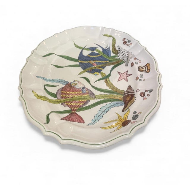 Hand-Painted Ceramic Serving Platter For Sale - Image 4 of 5