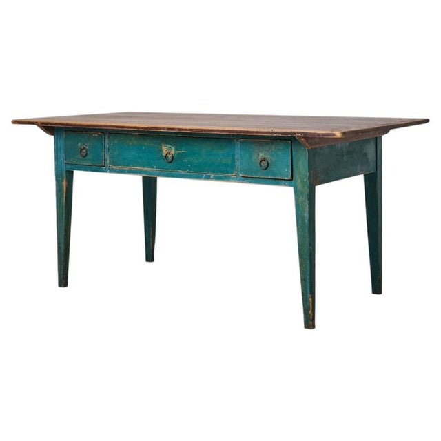Large Antique Handcrafted Country Table with Drawers, Sweden, 1840 For Sale - Image 11 of 11