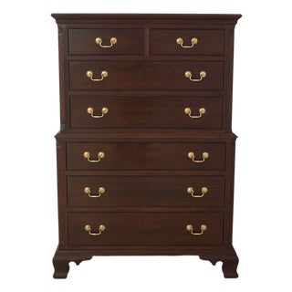Stickley Chippendale Style Solid Cherry High Chest of Drawers For Sale
