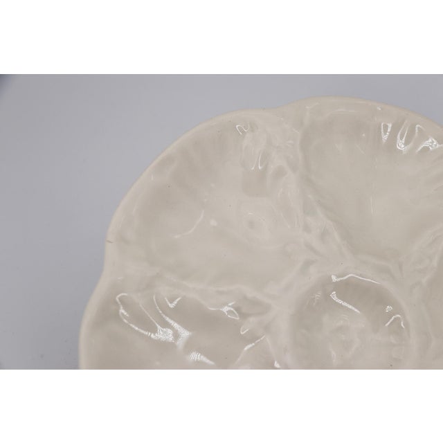 French French White Majolica Gien Oyster Plate For Sale - Image 3 of 15