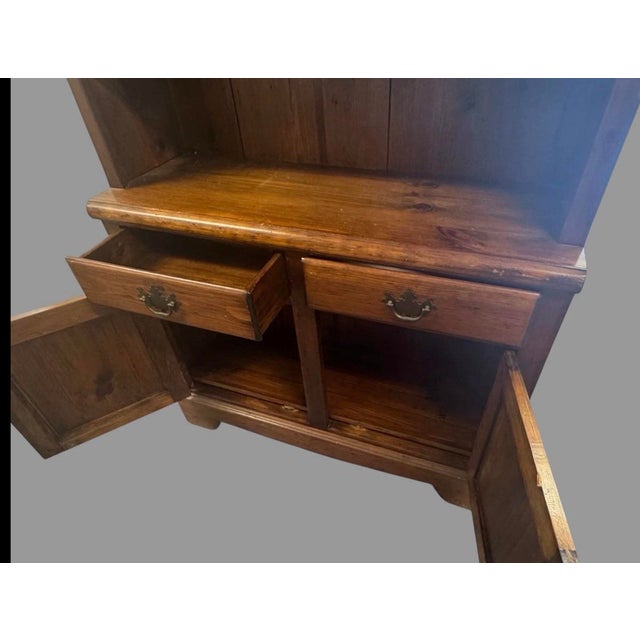 Late 20th Century Rustic Solid Wood Hutch Cabinet Bookcase Cupboard Farmhouse Display Storage For Sale - Image 6 of 6