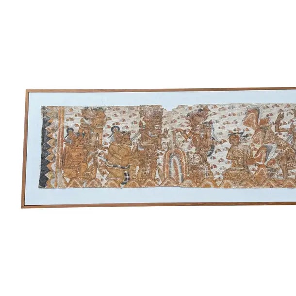 Bali Hindu Textile Framed 'Kamasan' Painting, Indonesia C. 1950 For Sale - Image 6 of 16