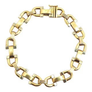 Vintage Italian 18k Two-Tone Stirrup Links Bracelet For Sale