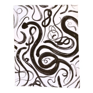 "Black Serpentine" Contemporary Minimalist Black and White Print For Sale