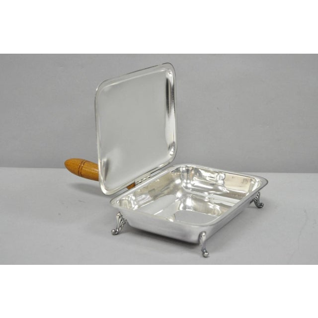 Vintage Victorian Silver Plated Crumb Catcher Table Butler by SF Co with Wooden Handle. Circa Mid 20th Century....