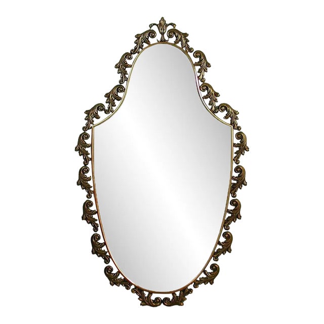 Mid-Century Italian Neoclassical Bronze Wall Mirror, 1950s For Sale