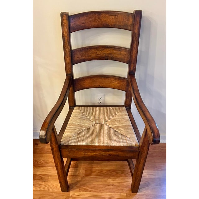 Rustic Rustic Provence Ladderback Armchairs -a Pair For Sale - Image 3 of 10