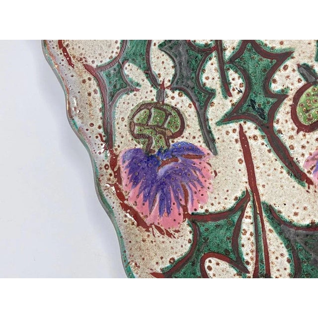 1960s Ceramic Platter with Flower Decor, France, 1960s For Sale - Image 5 of 9