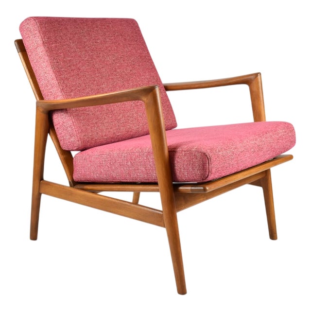 Scandinavian Pink Teak Armchair, 1960s For Sale