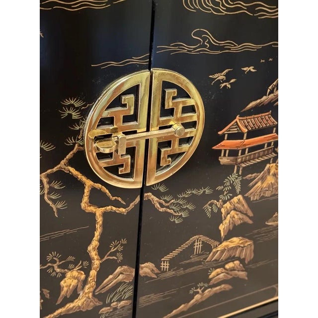 Drexel Heritage Vintage Drexel Heritage Et Cetera Collection Chinoiserie Style Cabinet & Mirror For Sale - Image 4 of 6
