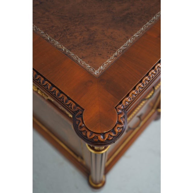 Francesco Molon Leather Top Walnut Executive Desk For Sale - Image 10 of 18