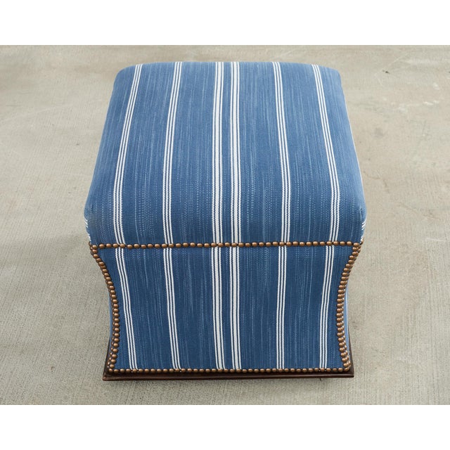 Blue Ralph Lauren 'Florence' Storage Ottoman in Striped Blue Upholstery For Sale - Image 8 of 18