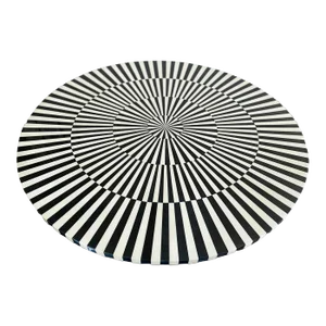 Modern Geometric Black and White Striped Round Table Top for Any Dining Table by Made Goods