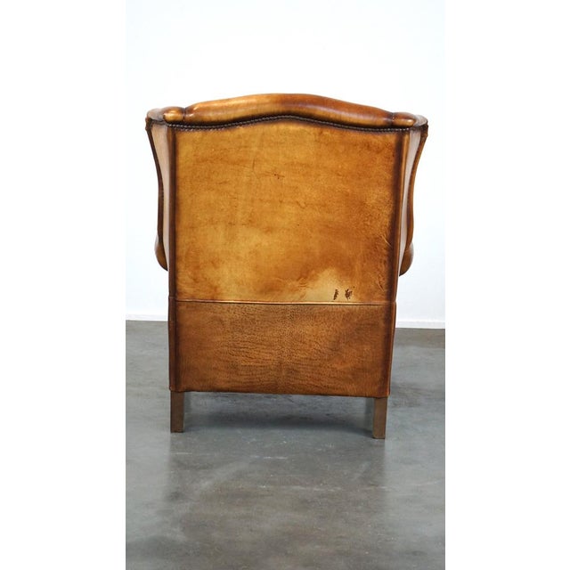 Leather Wing Chair with Great Patina For Sale - Image 4 of 12