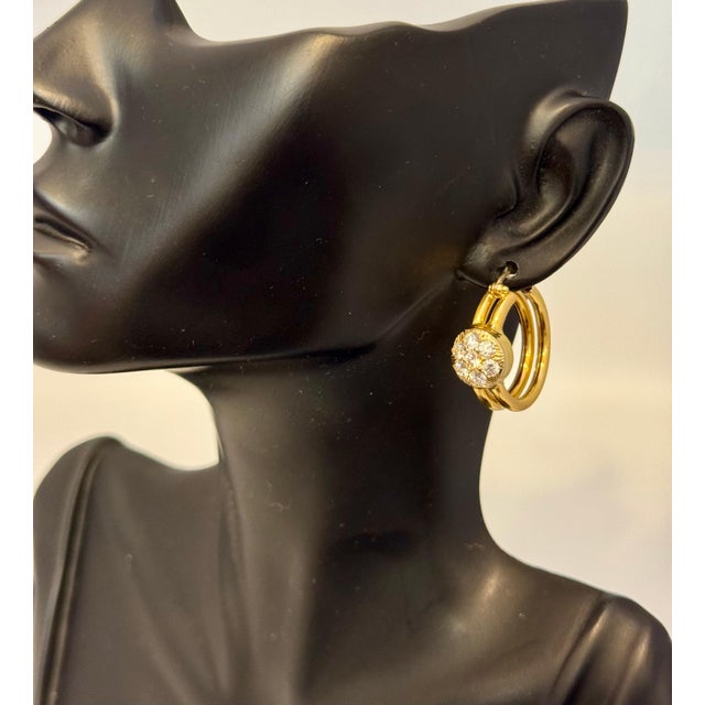 1.6 Carat Diamond VS Quality Hoop Earrings Women , 18 Karat Yellow Gold 8.8 Gm For Sale - Image 10 of 18