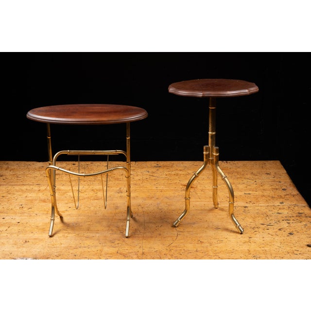 Mid 20th Century Mid 20th Century Pair of After-Maison Bagues Faux Bamboo Side Tables With Magazine Rack For Sale - Image 5 of 16