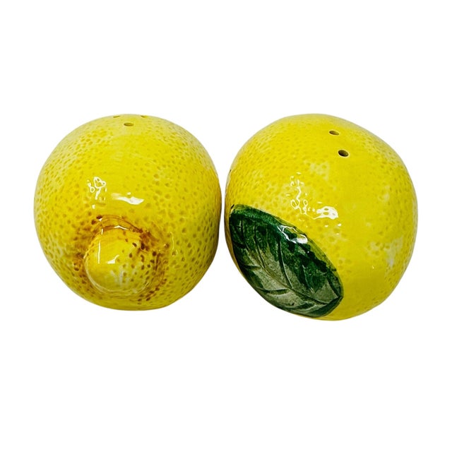 Fitz and Floyd Vintage Fitz and Floyd Lemon Salt and Pepper Shakers, Ceramic Fruit Decor For Sale - Image 4 of 9