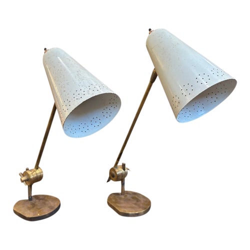 Pierced Mid-Century Desk Lamps
