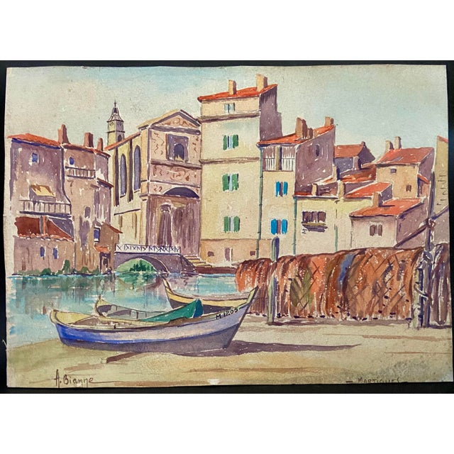 A. Bianne, Martigues, Provence, 1930, Watercolor, Framed For Sale - Image 3 of 10