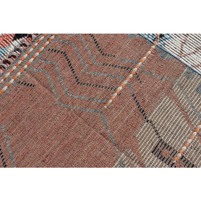 Modern Moroccan Rug With Abstract Design in Copper, Lt. Blue 8'3 X 11' For Sale - Image 12 of 12