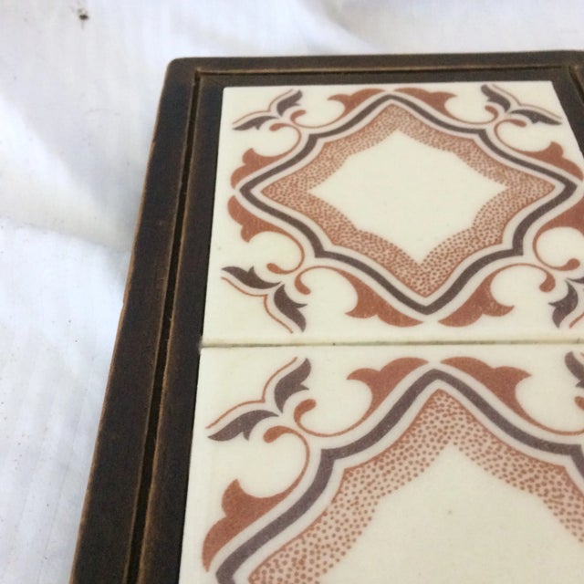 Vintage 70’s Arts and Crafts Brown Mexican Tile Trivets - Pair For Sale - Image 11 of 13