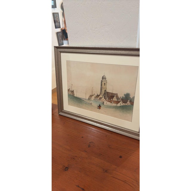 American Andrew Fisher Bunner Antique Watercolor – View of Amberg Germany For Sale - Image 3 of 3