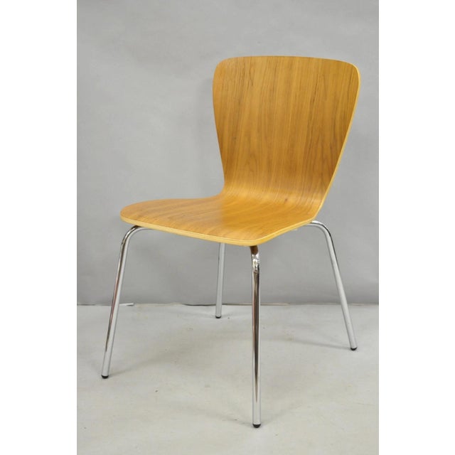 Contemporary Crate & Barrel Felix Walnut Dining Side Chairs Mid Century Modern Style Set of 6 For Sale - Image 3 of 12