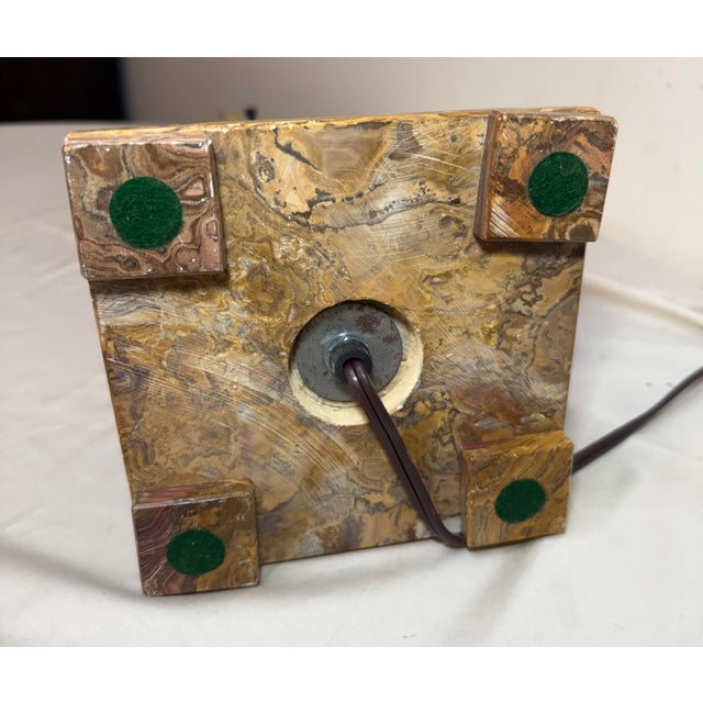 1980s Abstract Large Solid Heavy Brown Purple Green Onyx Stone Electric Table Lamp Light For Sale - Image 13 of 13