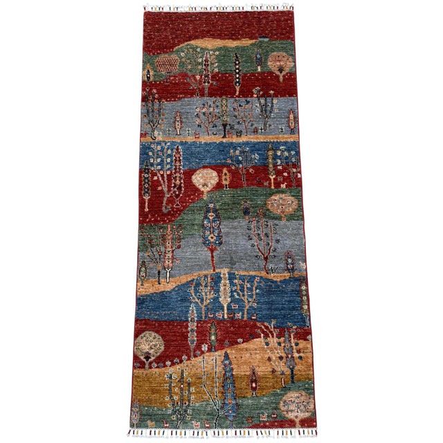 Traditional Multicolor Persian Style Gabbeh Rug Runner, 02'06 X 06'05 For Sale - Image 3 of 12