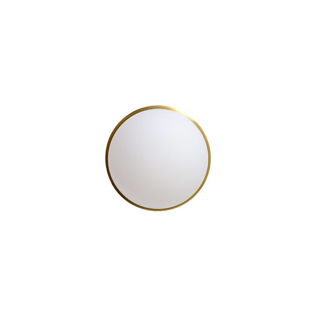 Brass Globe Flush Mount Brushed Brass, 5 Inch Glass Globe, by Research.Lighting, Modern, Minimal For Sale - Image 8 of 8