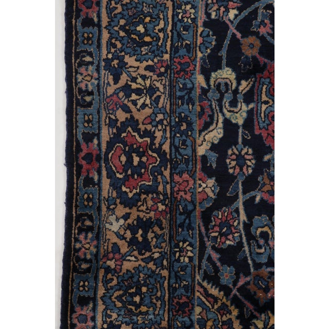 Black Vintage Turkish Floral Wool Gallery Runner in Blue by Rug & Kilim, 1950-1959, Turkey For Sale - Image 8 of 13