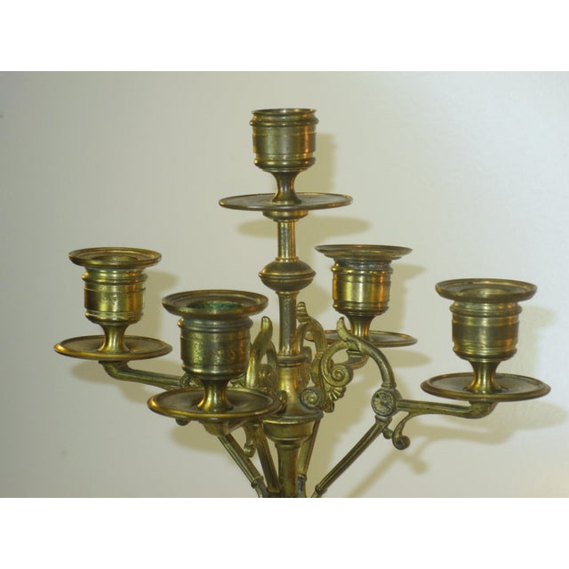 Antique Bronze Candelabras Neoclassical French Urn Grand Tour, Greek Kye 5-Light Candlesticks For Sale - Image 14 of 18