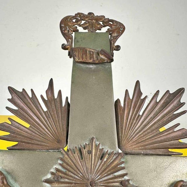 Altar Crucifix in Wood and Metal For Sale - Image 4 of 12
