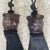 Pair Bear Head Leather Wrapped Curtain Tieback Tassels Early 20th Century, European Decorative set of four curtain tieback...