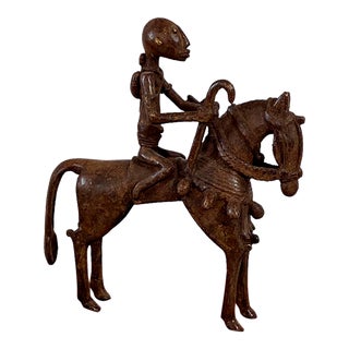 African Dogon Bronze Horseman 7.5" H For Sale