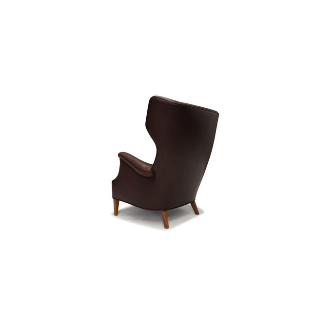 Danish Modern Leather Wingback Lounge Chair, Denmark, Circa 1940s For Sale - Image 11 of 12