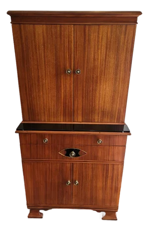 Antique Art Deco 1936 Hamilton Medical Cabinet Lite American Mahogany( Cocktail Bar)