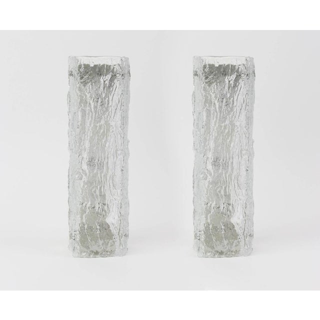 Large German Murano Ice Glass Vanity Sconces by Kaiser, 1970s For Sale - Image 4 of 6
