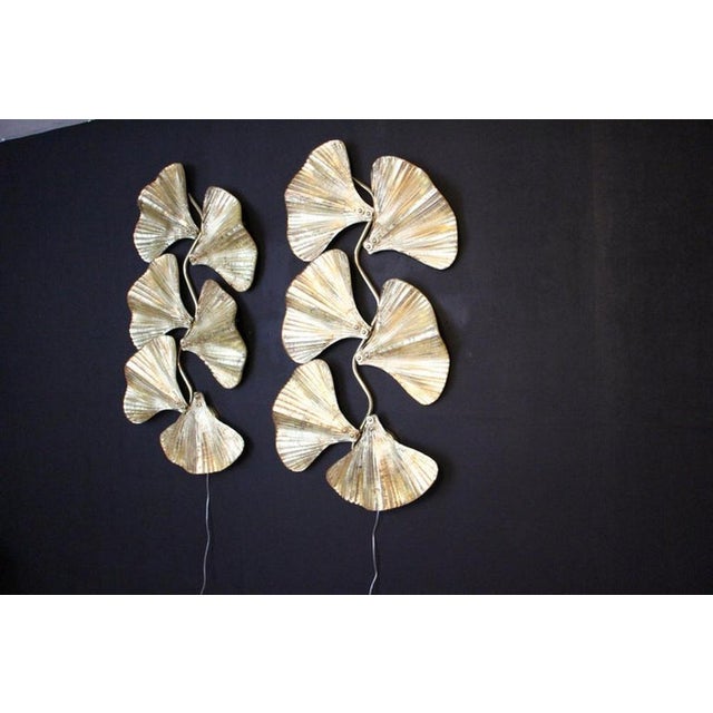 Golden Gingko Murano Glass Leaf Sconces in the style of Tommaso Barbi, 1990s, Set of 2 For Sale - Image 15 of 18