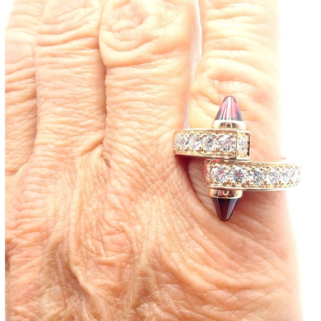 1990s Cartier Menotte Rose Gold Diamond Rhodolite Band Ring, Size 5.75 For Sale - Image 9 of 10
