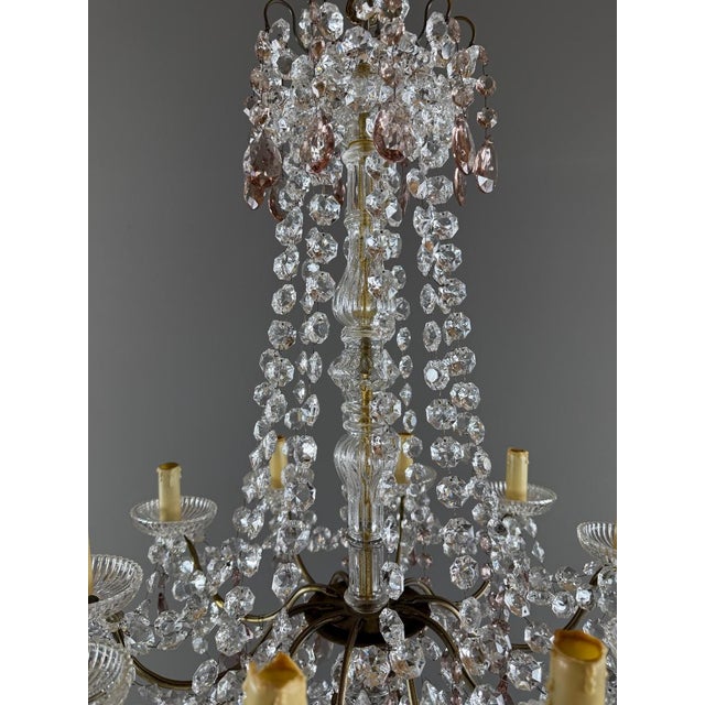 20th Century Louis XV Crystal and Bronze Chandelier with Pendants For Sale - Image 6 of 13